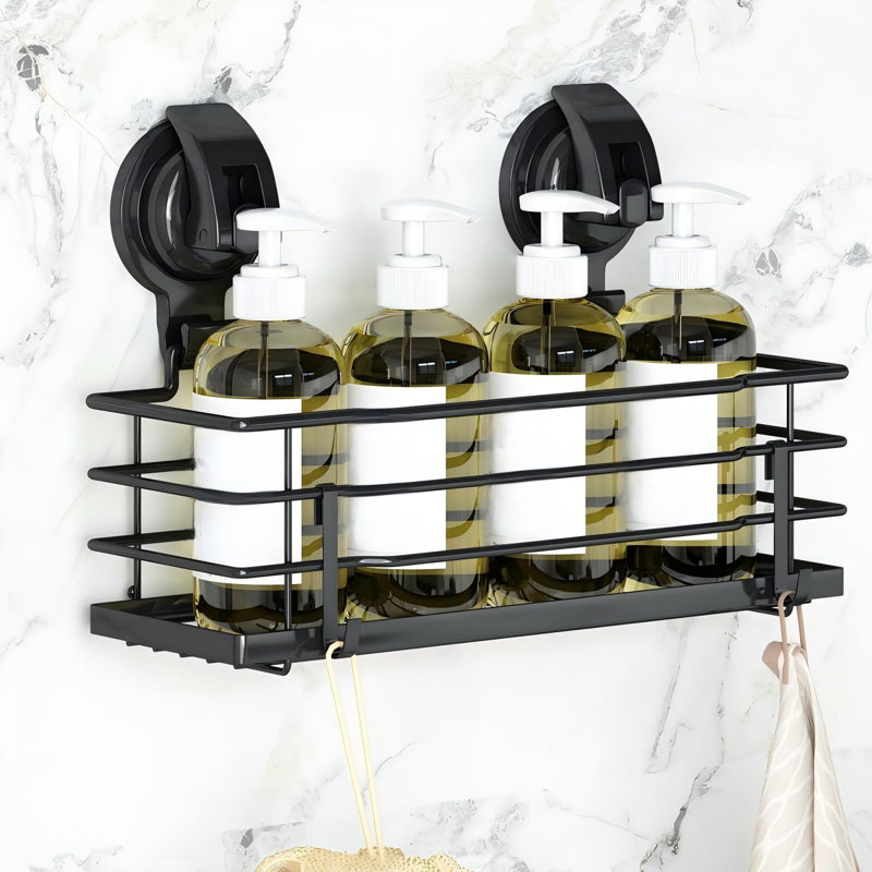 Porte-savon à ventouse, tablette de douche (noir), Noir