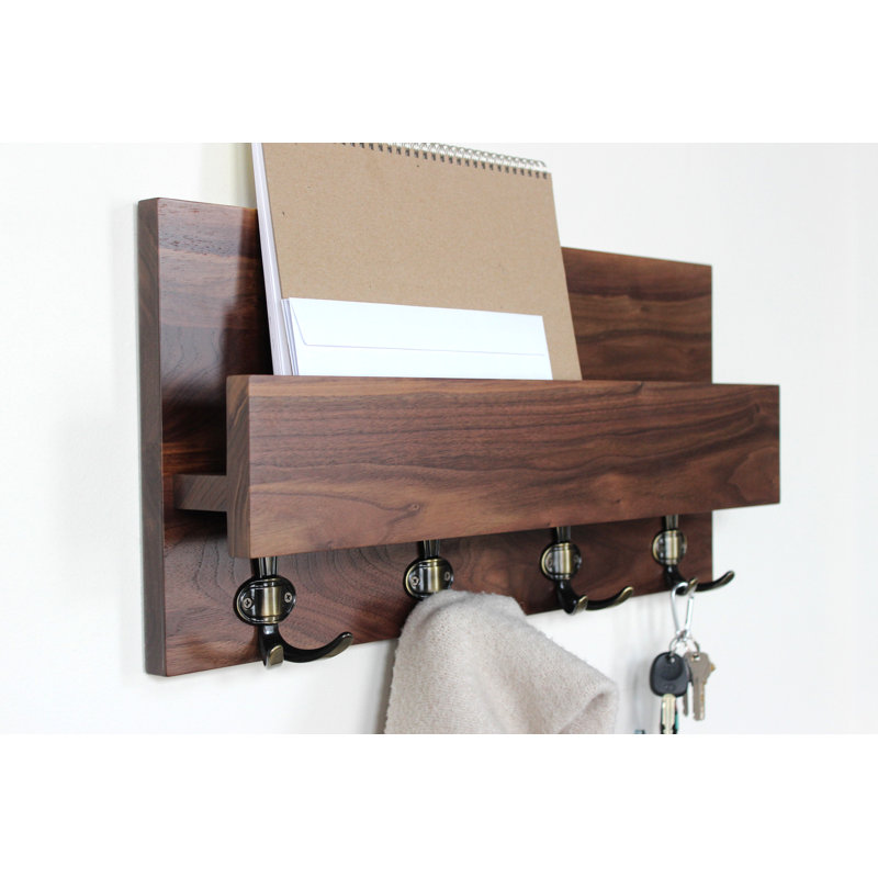 Clorinda Solid Wood Wall Organizer, Walnut