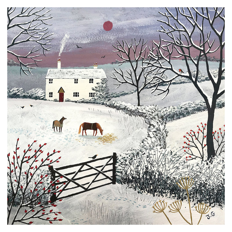 «Winter Grazing», reproduction sur toile, H 18 po x l 18 po x P 1,5 po, Toile tendue, Pas de tapis