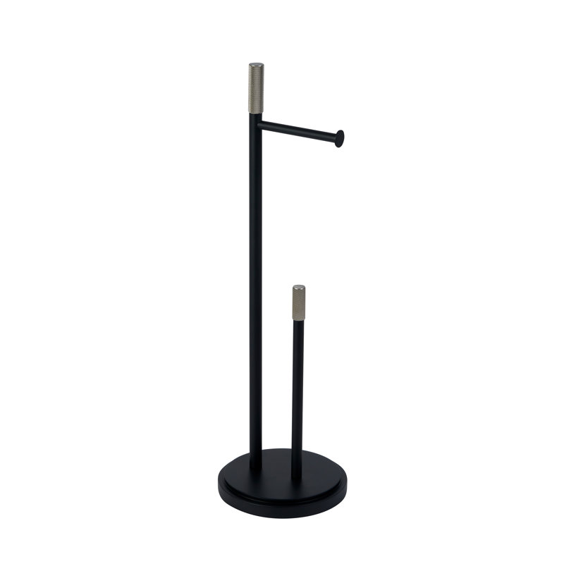 Chester Free Standing Toilet Paper Holder, Matte Black/Satin Nickel