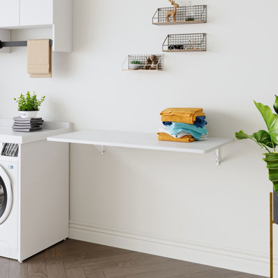 Wall Mounted Folding Table For Small Spaces, Fold Down Desk, Workbench, Ideal For Garage, Shed, Home Office, And Laundry Room, Space-Saving And Durable.
