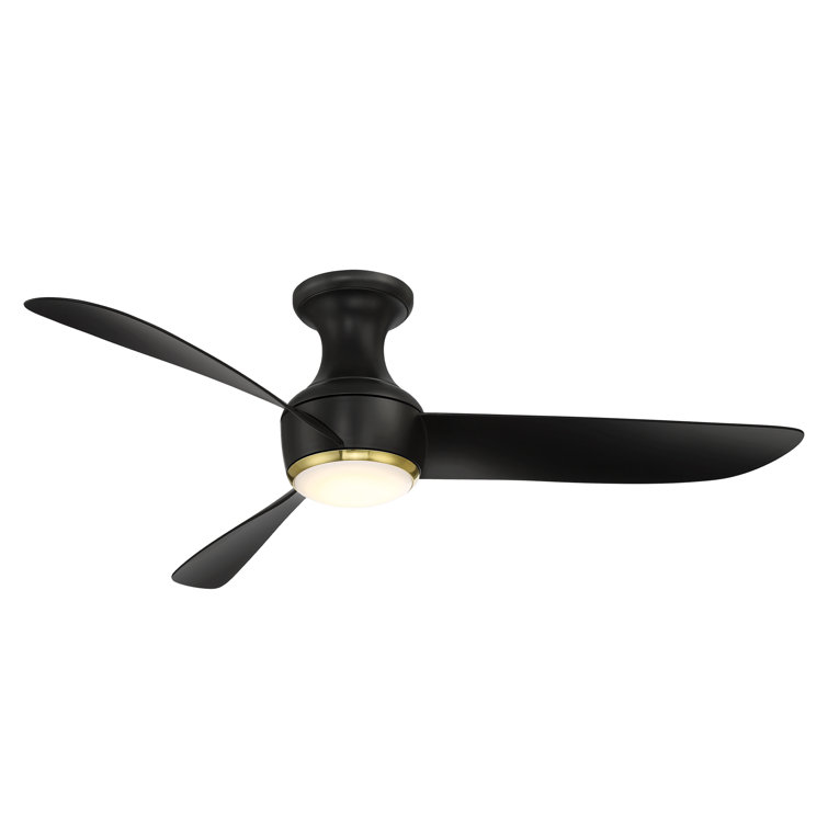 Corona 3 - Blade Outdoor/Indoor Smart Flush Mount Ceiling Fan with Remote Control and Dimmable LED Light Kit Included 