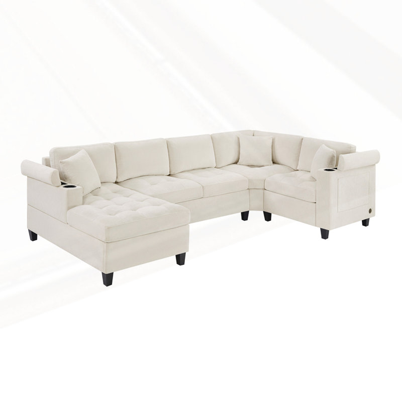 Modern U-shaped Sectional Sofa, Beige