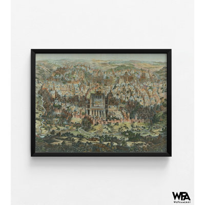 Reproduction d'art biblique, carte antique de Jérusalem, art chrétien antique, écriture murale, impression de lieu sacré, décoration intérieure chrétienne, art mural de la Bible 18 x 24 po