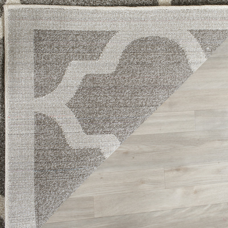 Tapis géométrique gris foncé / beige Ammundsen, Carré 7 pi