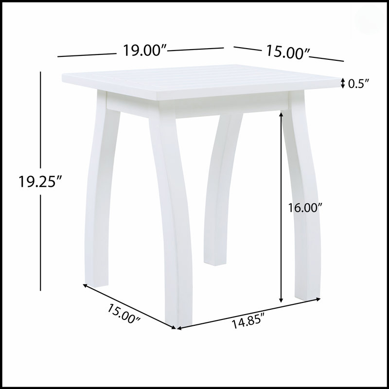 Table d'appoint en bois d'acacia en polyuréthane blanc, résistante aux intempéries et durable pour une utilisation intérieure et extérieure