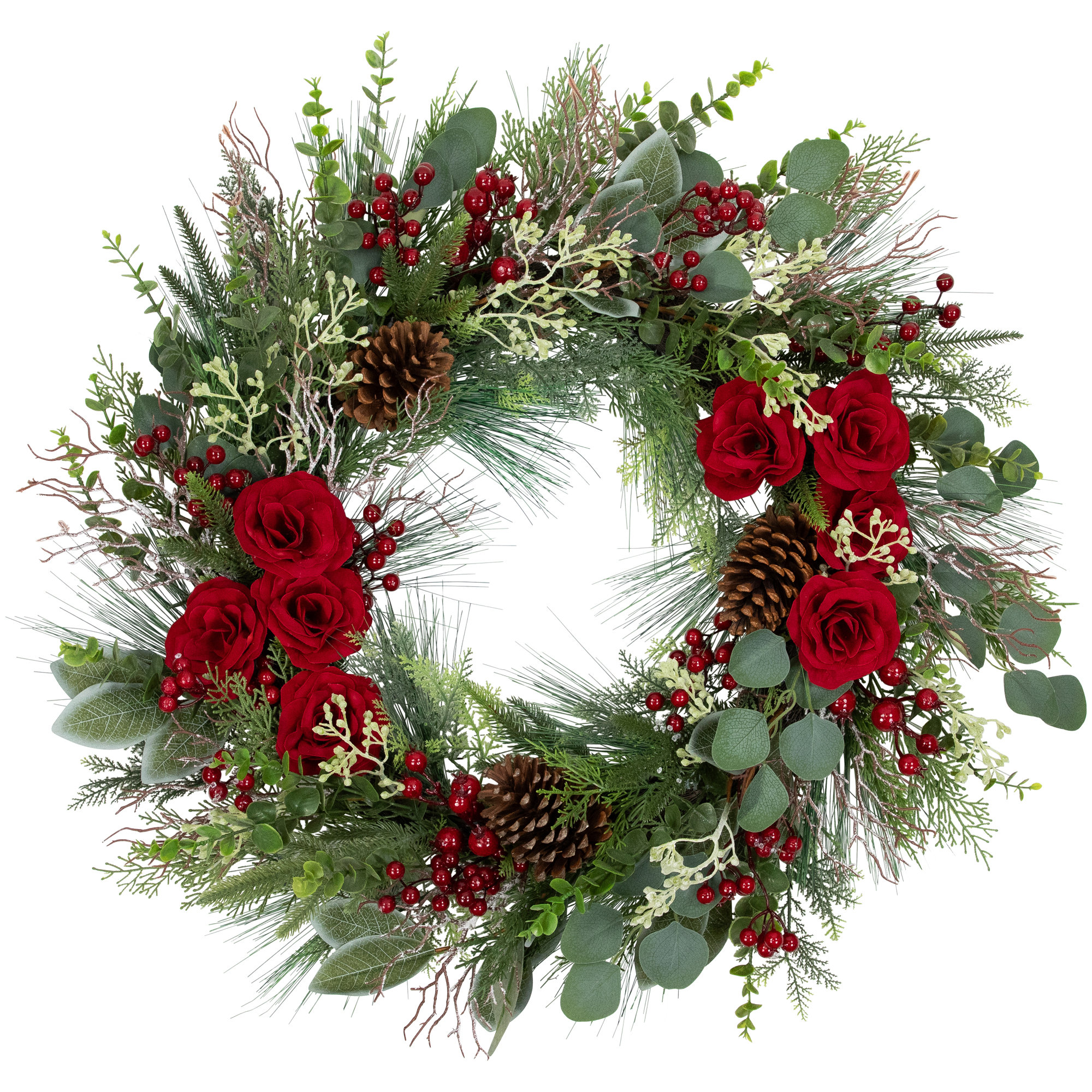 The Holiday Aisle® Mixed Foliage Roses and Berries 30