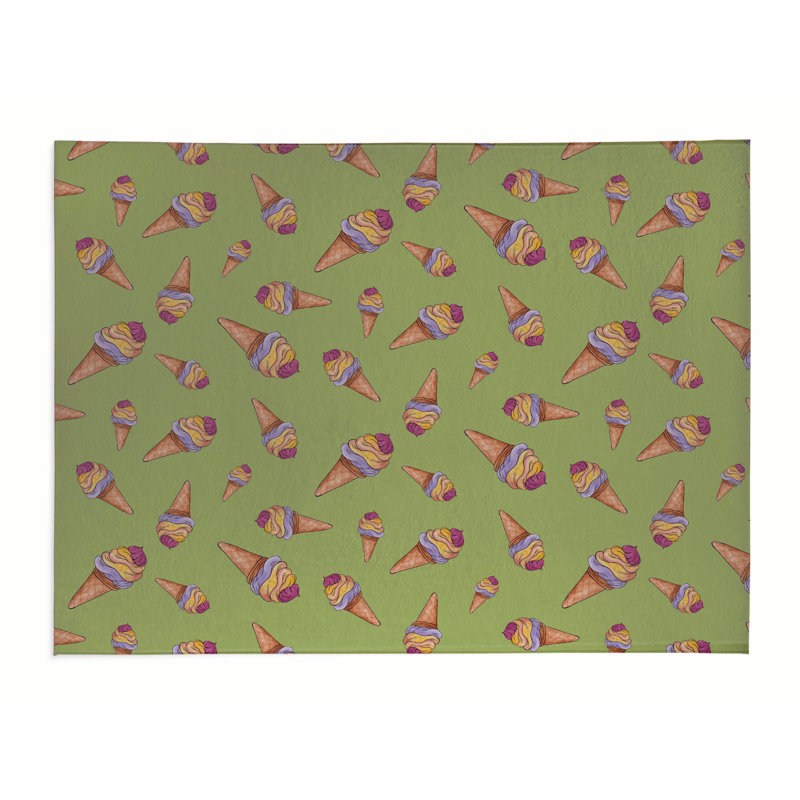 Tapis de bureau léger Summer Ice Cream, L 48 po x P 72 po, Herbe verte