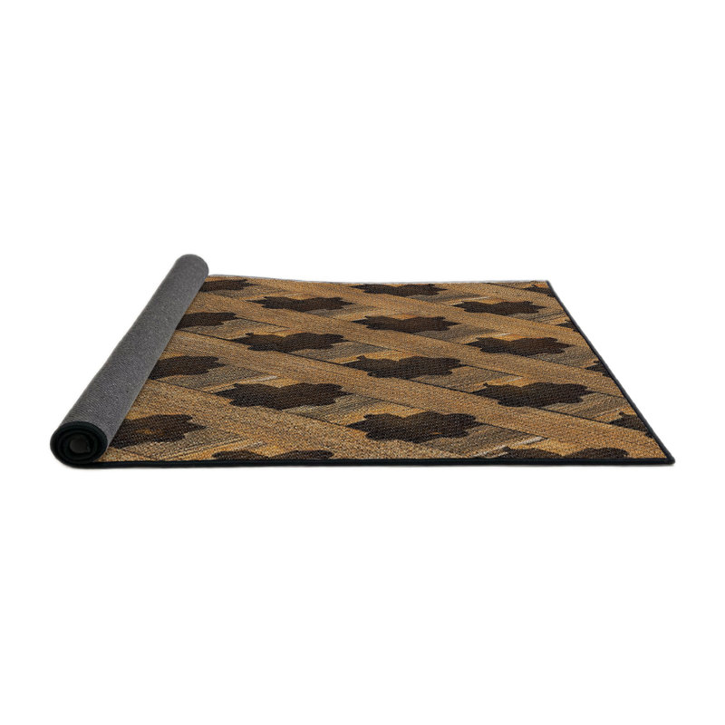 Tapis brun/noir tissé à la machine, Carré 5 pi