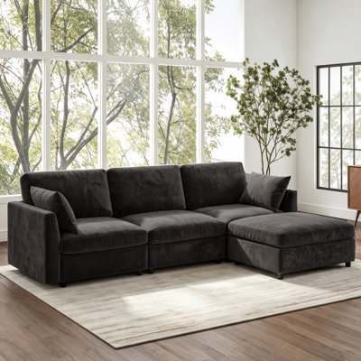Canapé modulaire réversible avec repose-pieds 4 pièces Sarang