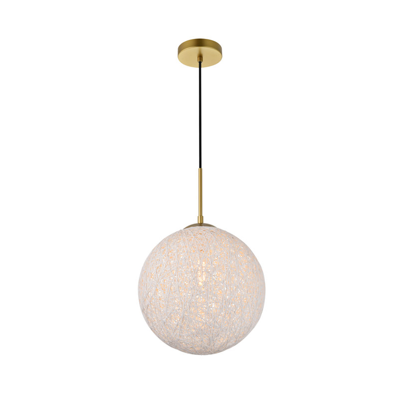Daven 1 - Light Single Pendant, 12.8" H x 11.8" W x 11.8" D, Brass