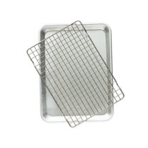 Checkered Chef Stainless Steel Half Sheet 18x13 Inch Baking Pan and 17x12  Inch Cooling Rack Kitchen Cookware Set, Oven and Dishwasher Safe