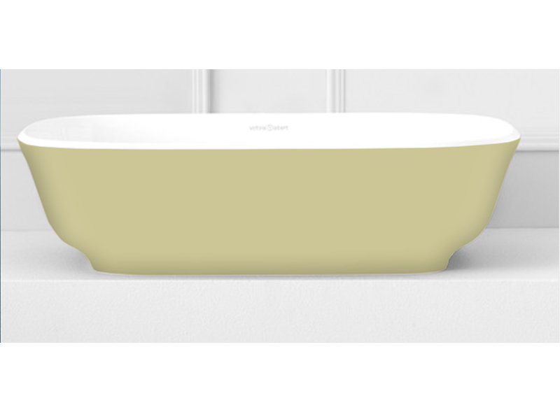 Victoria + Albert Amiata 16.25'' Gloss White/Matte Green Beige Volcanic Limestone Rectangular Bathroom Sink