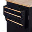 Îlot de cuisine roulant avec rangement, chariot de cuisine avec plateau en bois d'hévéa, 2 tablettes coulissantes et support de rangement interne, îlot de cuisine sur roulettes, îlot de cuisine-1554960102