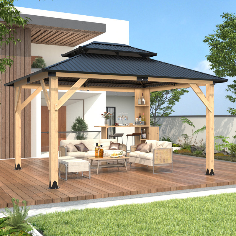 13 pi. L 11 pi. X P 11 pi. D Pavillon de jardin en bois massif