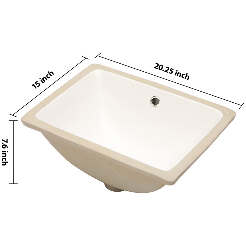 Évier encastré en céramique avec trop-plein 20,08 po x 15 po, teinté, poli, pour la salle de bain, moderne, blanc moderne 20,08 po x 15 po x 7,6 po, To Stains, Decor