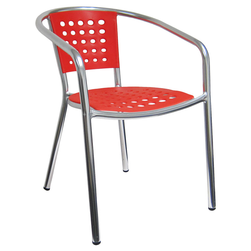 Brado Premium All-Weather Wicker Outdoor Stacking Dining Armchair, Red