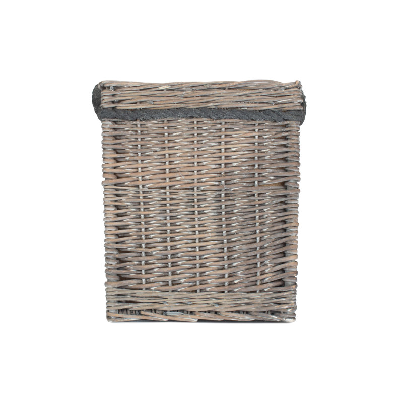 Wicker Storage Basket with Lining, Grey Wash, 35cm H x 30cm W x 30cm D