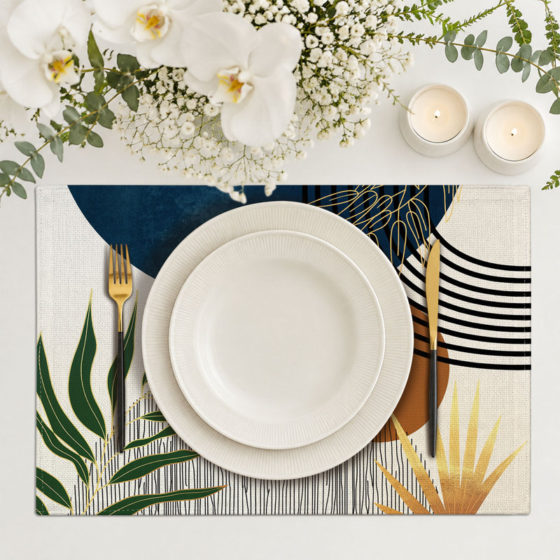 Rectangle Polyester Dining Table Placemat, Blue