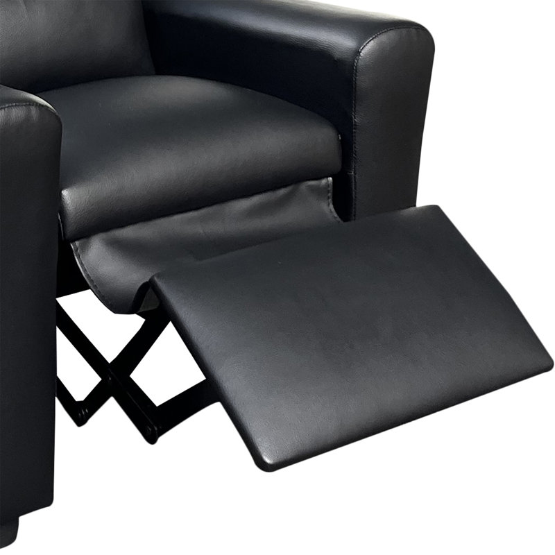 Fauteuil inclinable pour enfants en cuir de polyuréthane noir 23 po avec porte-gobelet Carisa, Black