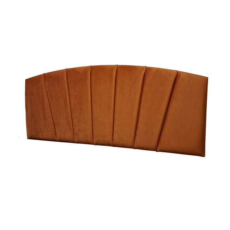 Leevan Upholstered Velvet Headboard, Small Double (4'), Burnt Orange