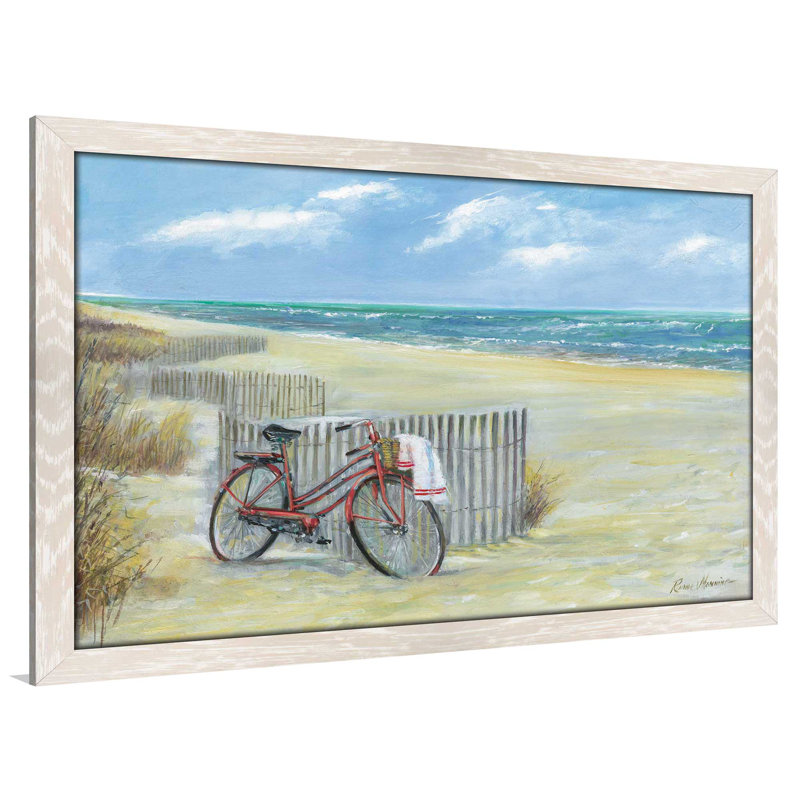 «Bike to the Beach» par Ruane Manning - reproduction de cadre photo, H 35,5 po x l 51,5 po x P 0,75 po