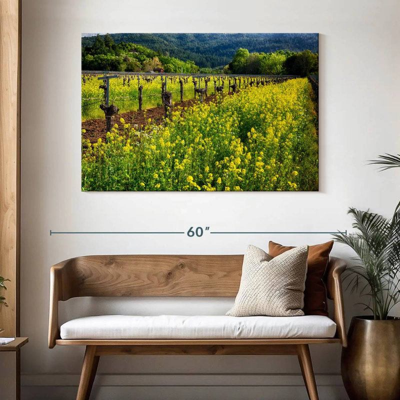 Alvord Yellow Mustard And Grapevines, 32" H x 48" W