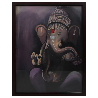 Lord Ganesha avec bénédictions | Acrylique sur papier fait à la main | Par Deepa Kushwaha | Avec cadre