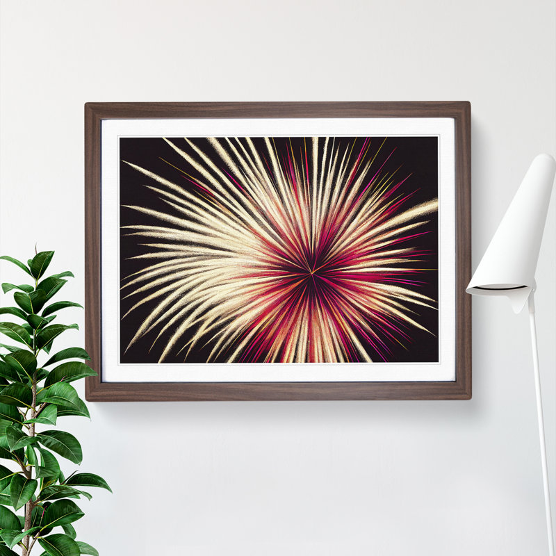 Gorgeous Fireworks - Single Picture Frame Print, 46cm H x 64cm W x 2cm D, Walnut Framed