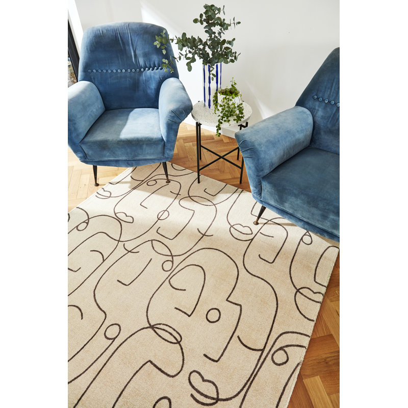 Yulija Hand Woven Wool Abstract Area Rug, Rectangle 5'3" x 7'6"