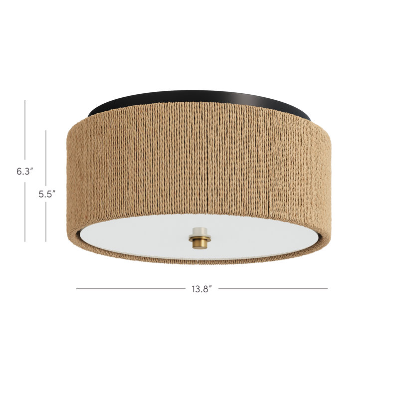Flush Mount Ceiling Light With Seagrass Shade