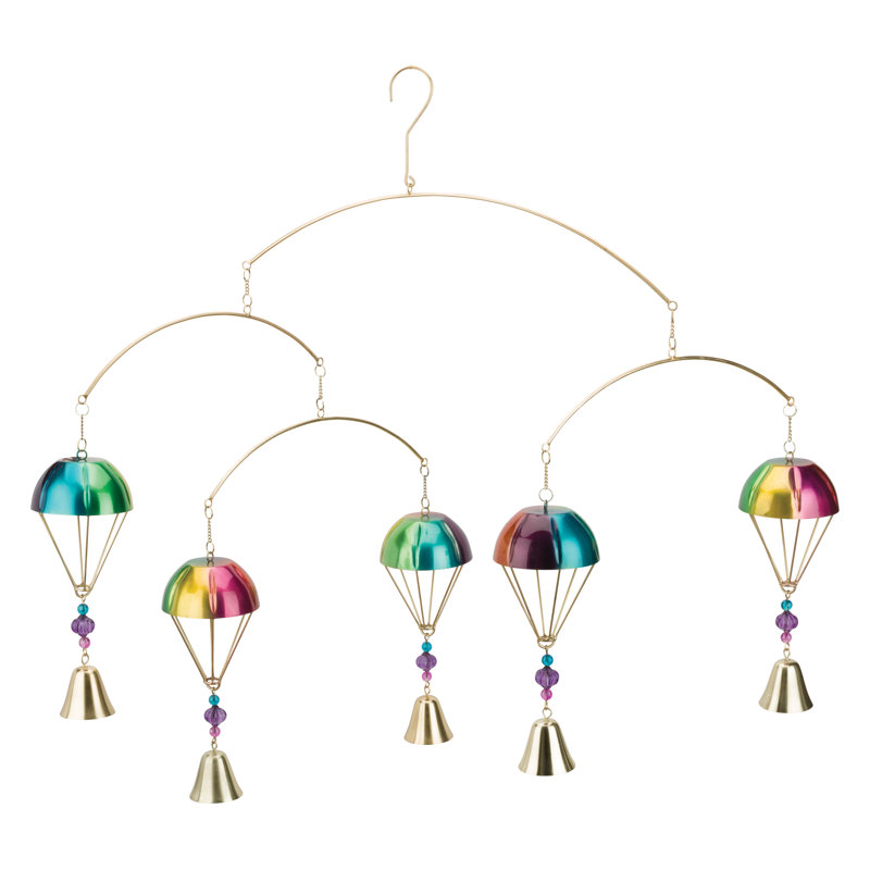 Mobile de jardin suspendu en métal avec motifs fantaisistes et décoratifs d'extérieur, Parachute