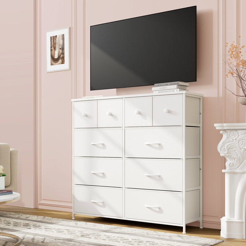 Commode double 10 tiroirs l 39,4 po, Blanc pur