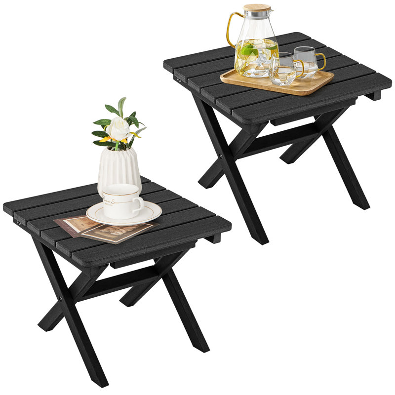 Table d'appoint pliante Alsha, Noir, Noir