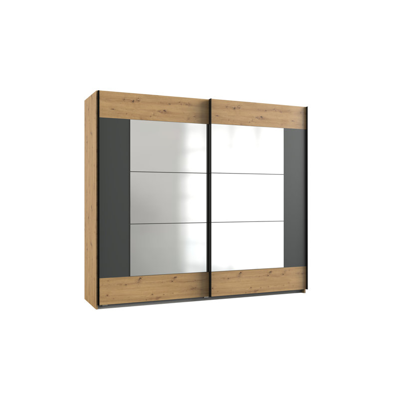 Loftis 2 Door Wardrobe, 210cm H x 225cm W x 65cm D, 2 Shelves