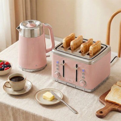 HOMCOM 1.7L 3000W Rapid Boil Kettle and 4 Slice Toaster Set