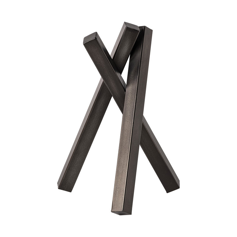 Sculpture de table géométrique abstraite en métal gris métal 12 po 12 po, Gris, H 12 po x l 7 po x P 9 po