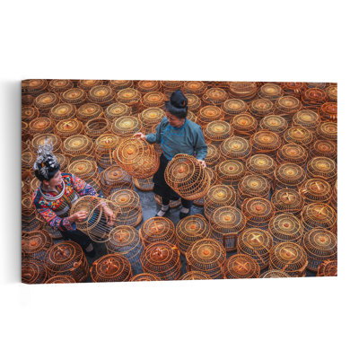 «Traditional Basket Weavers», reproduction d'art murale en bambou
