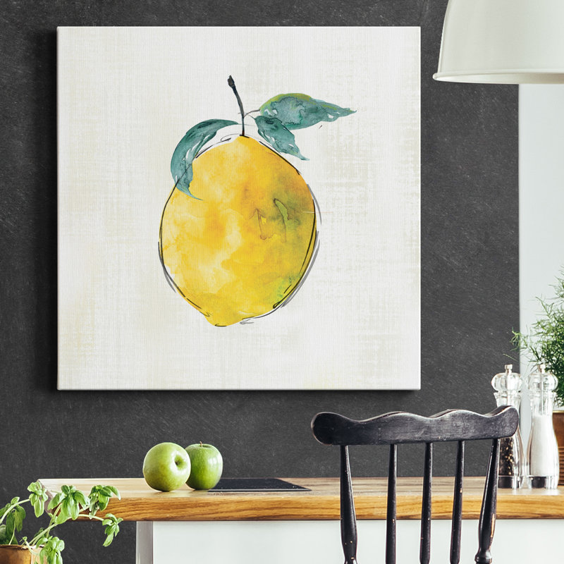 Joyeux citron - peinture sur toile tendue, H 32 po x l 32 po x P 1 po