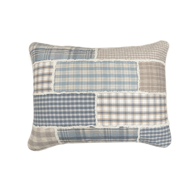 Donna Sharp Slate Cobblestone 3PC Queen Ragged Pieced Cotton Queen Quilt Set, Queen Quilt + 2 Standard Shams