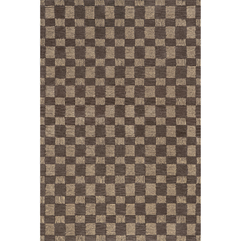 Quince Checkered Wool Area Rug, Rectangle 9' x 12'