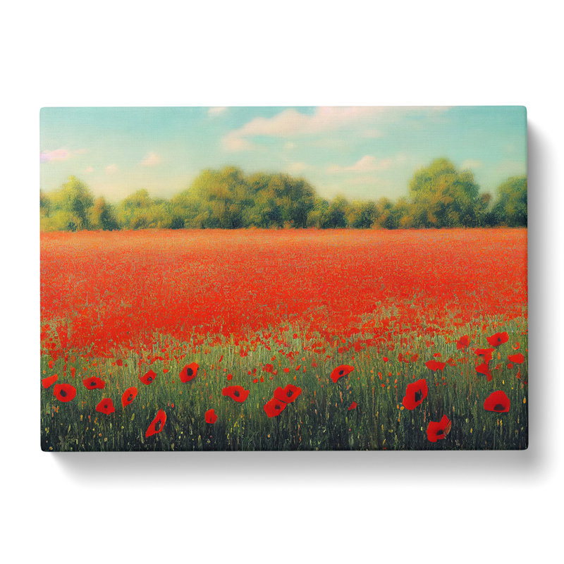 A Lush Poppy Field Flowers - Wrapped Canvas