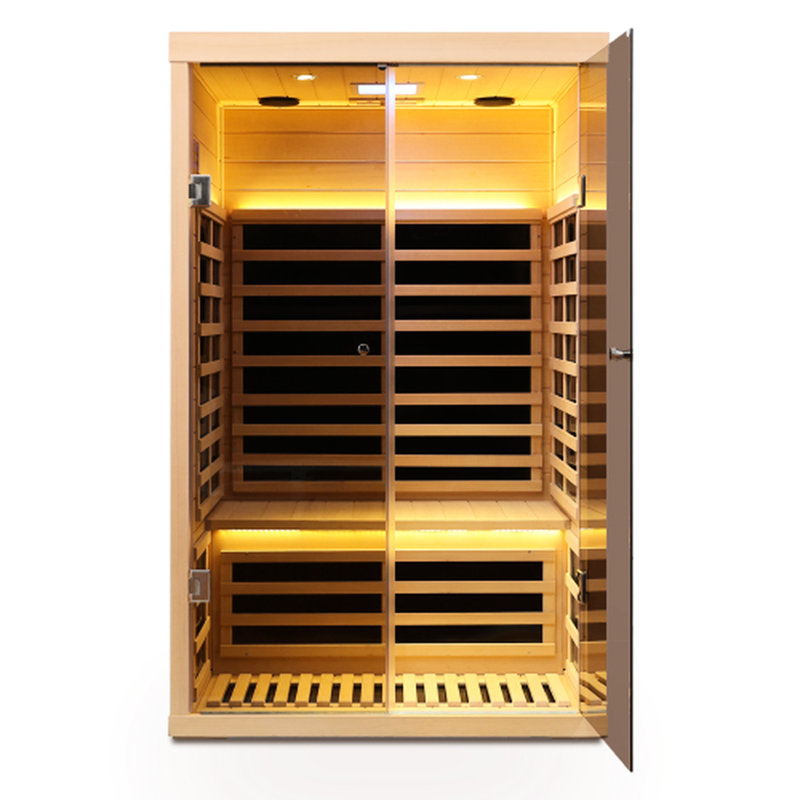 Pruche infrarouge lointain pour deux avec bas, cristal de carbone et céramique, 760 W, onde stable, 8 15 minutes de chaleur rapide, 77 149f, lumières colorées, lecture, chauffage, minutes d'échauffement, 25 65c, éclairage