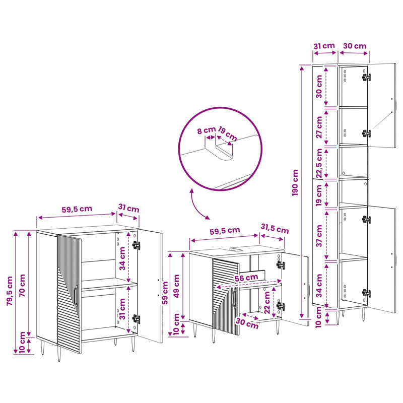 Bathroom Storage Furniture Set, Old Wood