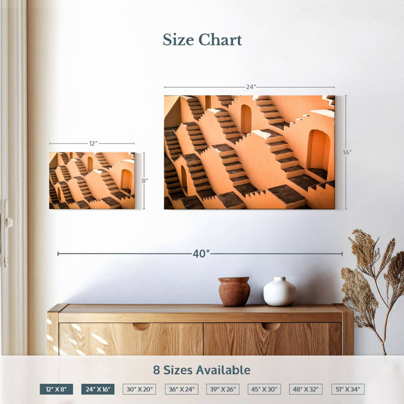 Indian Stepwell, 16" H x 24" W