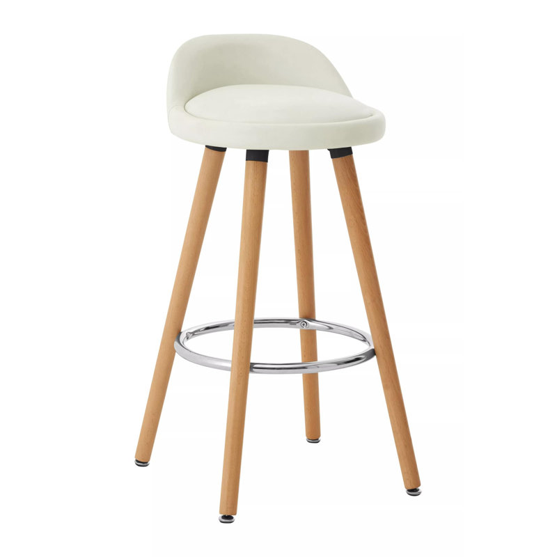 Bunker Lake Upholstered Counter Stool with Solid Wood Frame, White