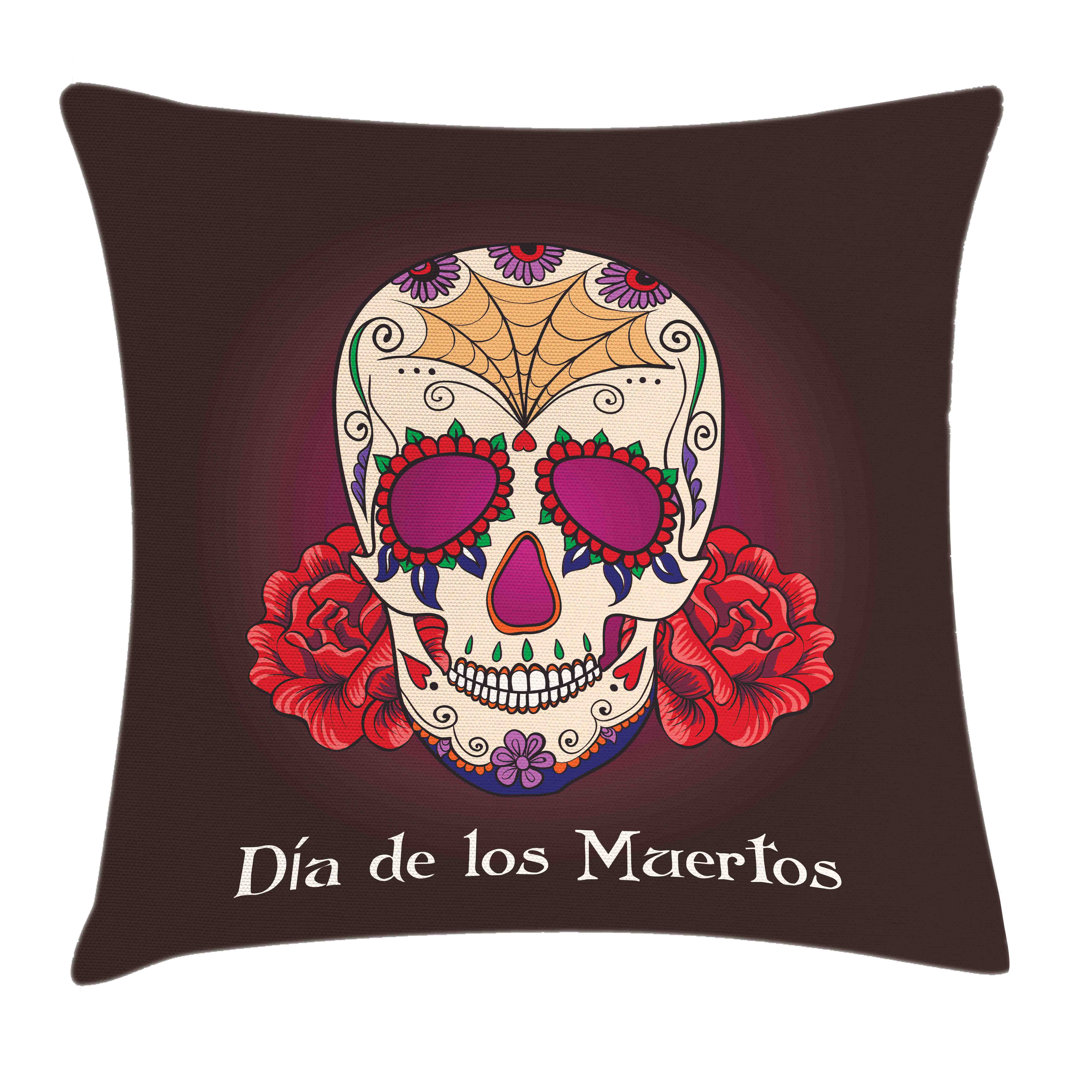 Kissenbezug, Dia de Los Muertos, Schädel, Plum Red Creme