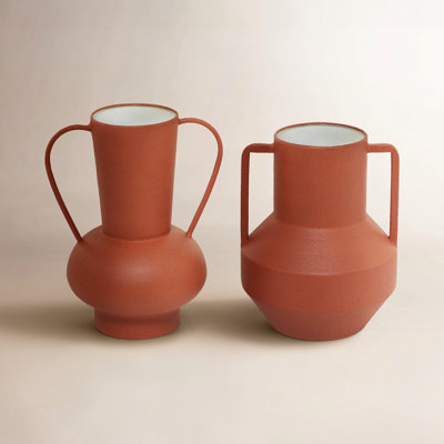 Irina 2 Piece Red Metal Table Vase Set