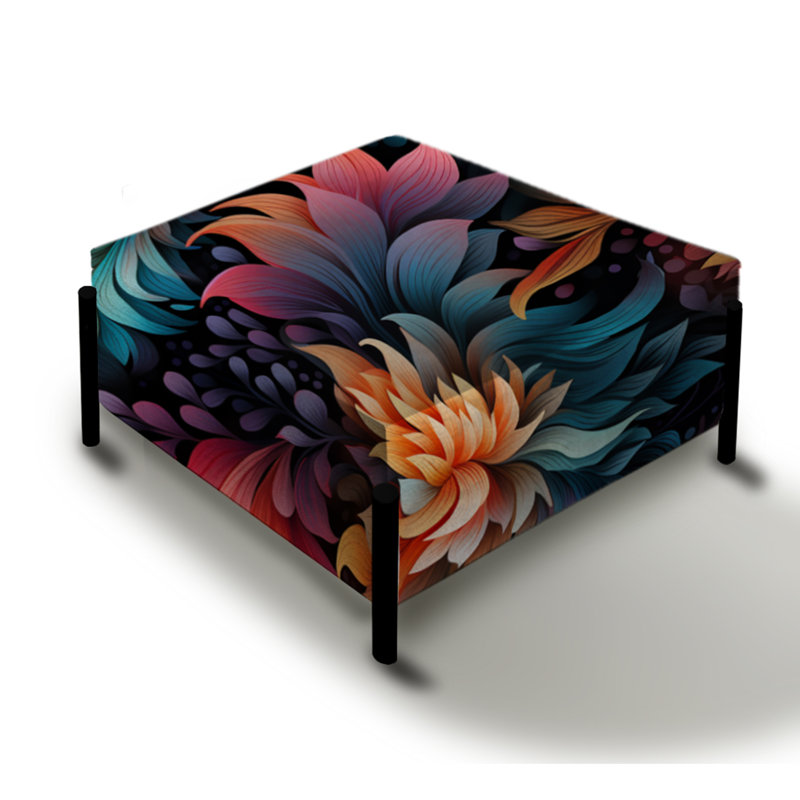 Enchanted Noir Moody Patterns - Grand repose-pieds carré floral
