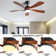 52 Inch Indoor Ceiling Fan With 3 Colour Dimmable 5 Abs Blades Remote Control Reversible Dc Motor Black With Led Light